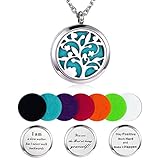 Aromatherapy Essential Oil Diffuser Necklace, Hypoallegenic Stainless Steel Locket with 23