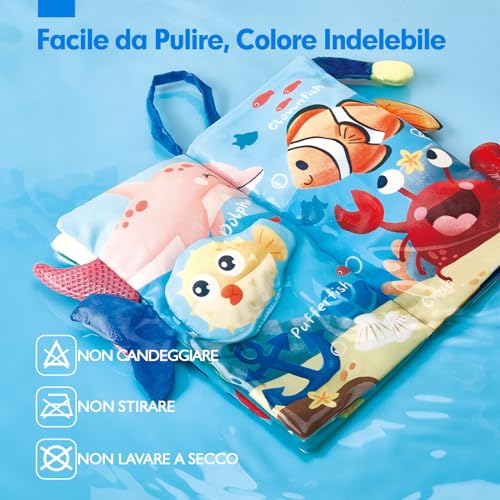 hahaland Baby Fabric Books 2 Pieces – Animal Tails Soft Jungle Books, Sensory Children Interactive Book, Tactile Book for Tummy Time 0 6 12 Months