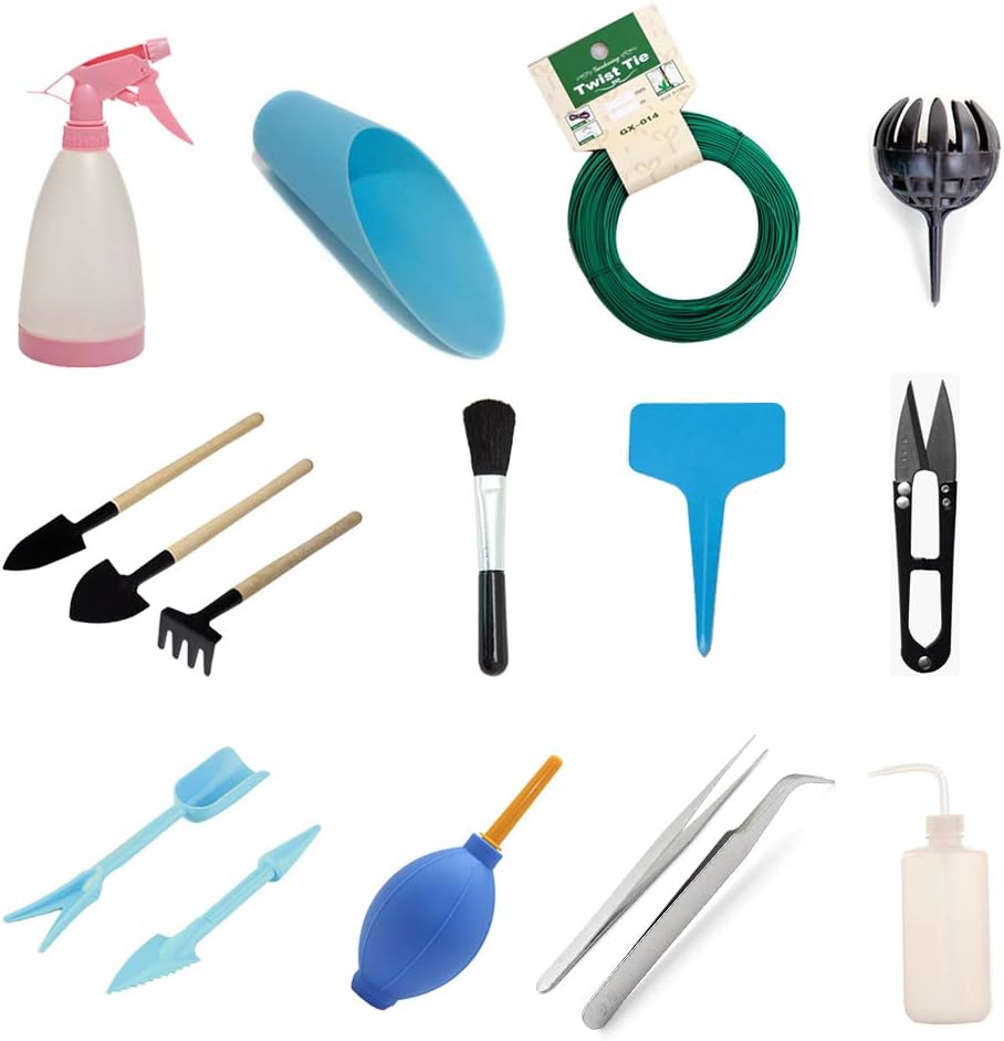 Runfish Garden Tools Set - Gardening Gifts with Plant Rake, Spade,Hoe, from Digging to Sowing, Watering, Fertilizing, Transplanting,Weeding, Loosening Soil, Pruning - 16 Pack