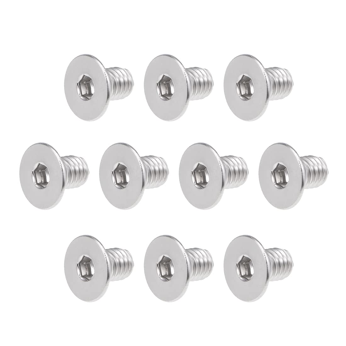 sourcing map M5x8mm Flat Head Machine Screws Inner Hex Screw 304 Stainless Steel Fasteners Bolts 40Pcs