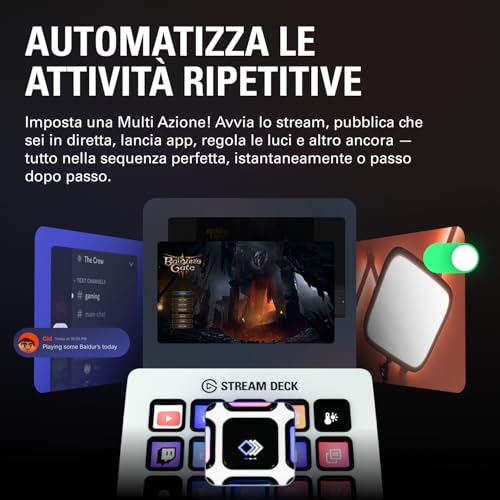 Stream Deck MK.2 White – Controller da studio, 15 tasti macro, attiva azioni nelle app e in software quali OBS, Twitch, ​YouTube e altro, funziona con Mac e PC