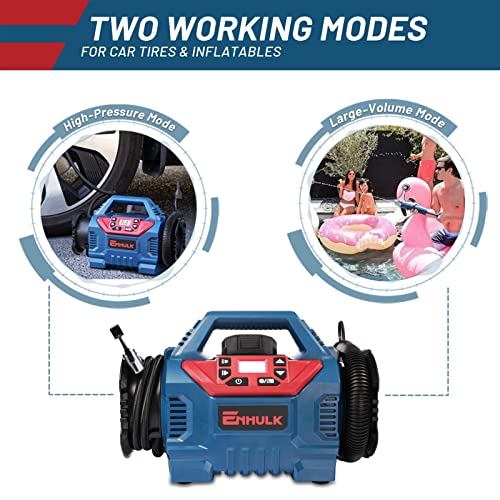Enhulk Cordless Tire Inflator Air Compressor 20V Rechargeable Battery