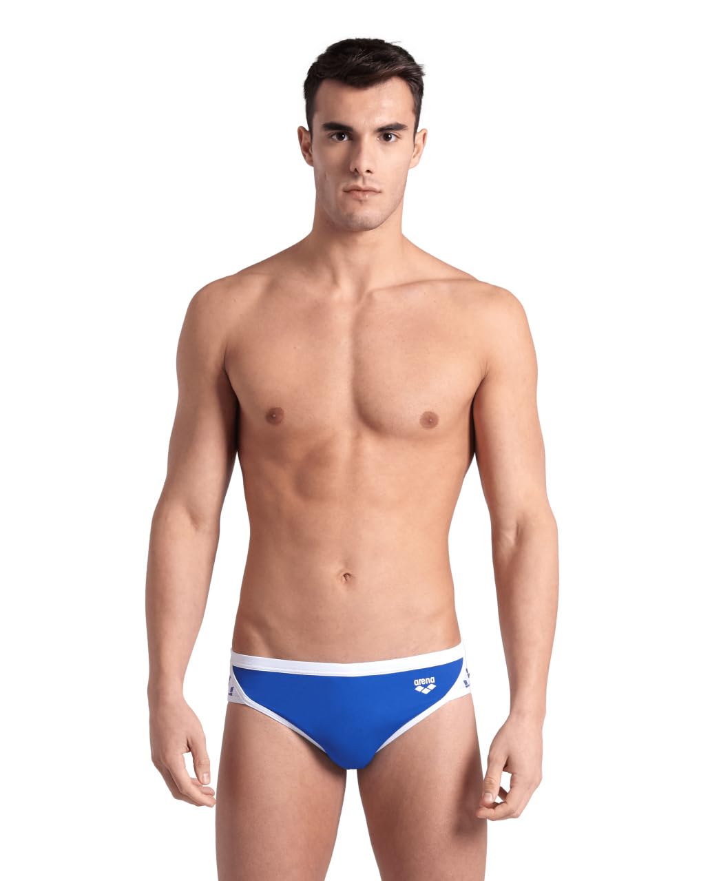 ARENA Men’s Standard Icons Solid Swim Briefs Professional Training Swimsuit Sports Trunk, Royal/White, 34