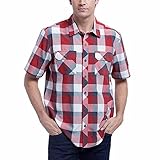 Orvis Men's Short Sleeve Woven Tech Shirt (Red Grid, L)