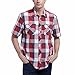 Orvis Men's Short Sleeve Woven Tech Shirt (L, Red Grid)