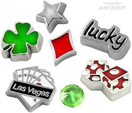 7 Pc LAS VEGAS GAMBLER GAMBLING Floating Charms - Fits all 30mm Living Memory Glass Lockets