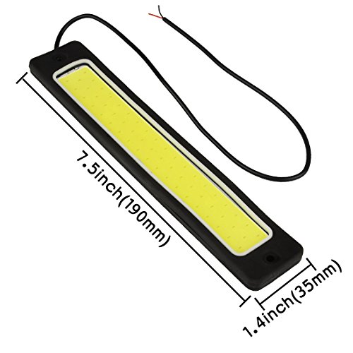 DRL Led Strip SAFEGO 2 Piece High Power 8W 19CM 6000K Led COB Waterproof Aluminum Xennon Slim Daylight Driving LED Daytime Running Light for All Vehicles with 12V Power,White ...