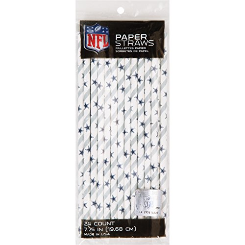 Creative Converting Officially Licensed NFL Paper Straws, 24-Count, Dallas Cowboys