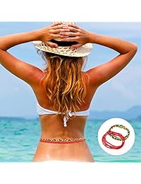 Norme Summer Jewelry - Juego de bandas de cuentas para la cintura, cuentas de cintura coloridas, cuentas para el vientre, cuentas de cintura estilo africano, para el cuerpo, bisutería para usar con bikini, para mujer y niña