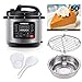 GoWISE USA GW22703 12-in-1 Multifunctional Electric Pressure Cooker with Measuring Cup, Spoon, and Stainless-Steel Steam Rack and Basket, 6-QT