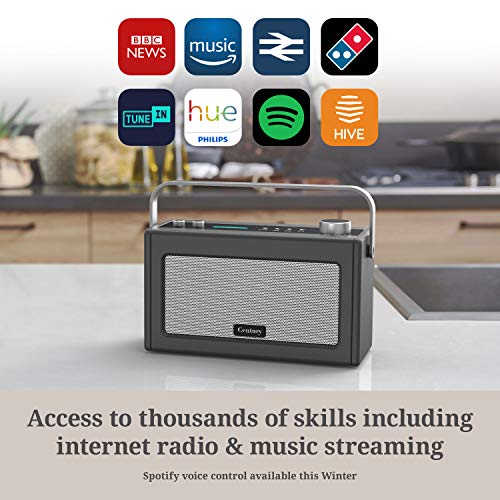 Century Internet Radio | Smart Wi-Fi Speaker with Alexa | Bluetooth | Smart Home Control | Multi-Room | News and Sport Updates (Charcoal) - Thumbnail 2