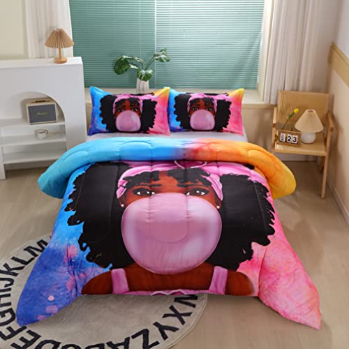 Suncloris African American Black girl comforter Set for Kids and Adults