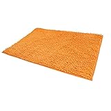 RoomDiary Bathroom Shower Rug Non Slip Absorbent Bath Mat Carpet Machine Washable-Orange, 20 x 32 Inches