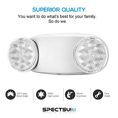 SPECTSUN1 Pack Emergency Light White, Commercial Emergency Light with