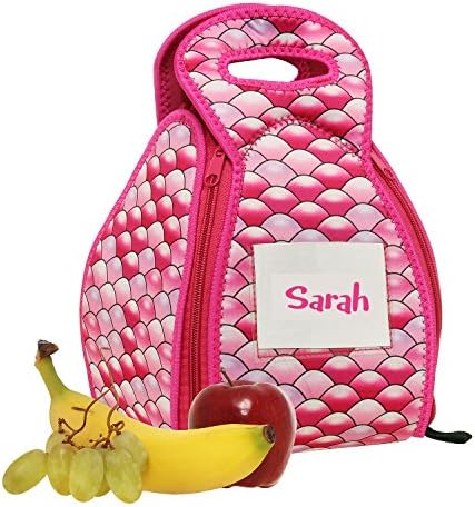 Girls Cute Lunch Tote Bag (Premium Insulation) Opens Into Table Mat | Machine Washable Premium Neoprene Material | Mermaid Style (Pink)