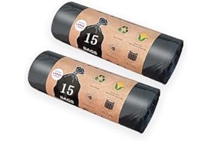 RQJLZ Portable Toilet Bags, 30 Count 8 Gallon Thickened Compostable Trash Bags, 5 Gallon Bucket Liner, 30 Liter Camping Toilet Bags for Car Travel Outdoors, Long Trips, Boating.Emergency Toilet Bag for Car