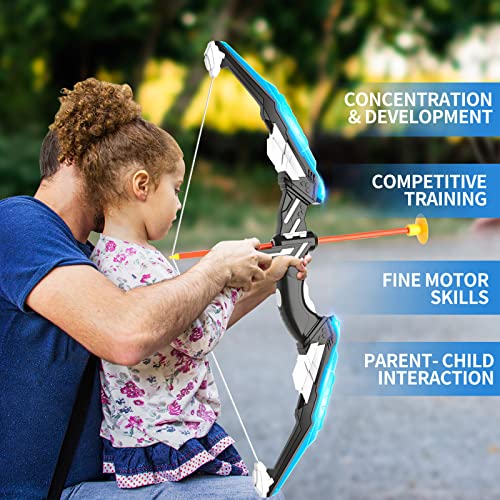 TEMI 2 Pack Bow and Arrow for Kids Light Up Archery Toy Set Includes