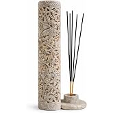 Carry Me Marble Soapstone Incense Stick Holder | Candle Burner, Tea Light Holder, Handmade Elephant Carving, 3 x 3 x 10.5 Inches