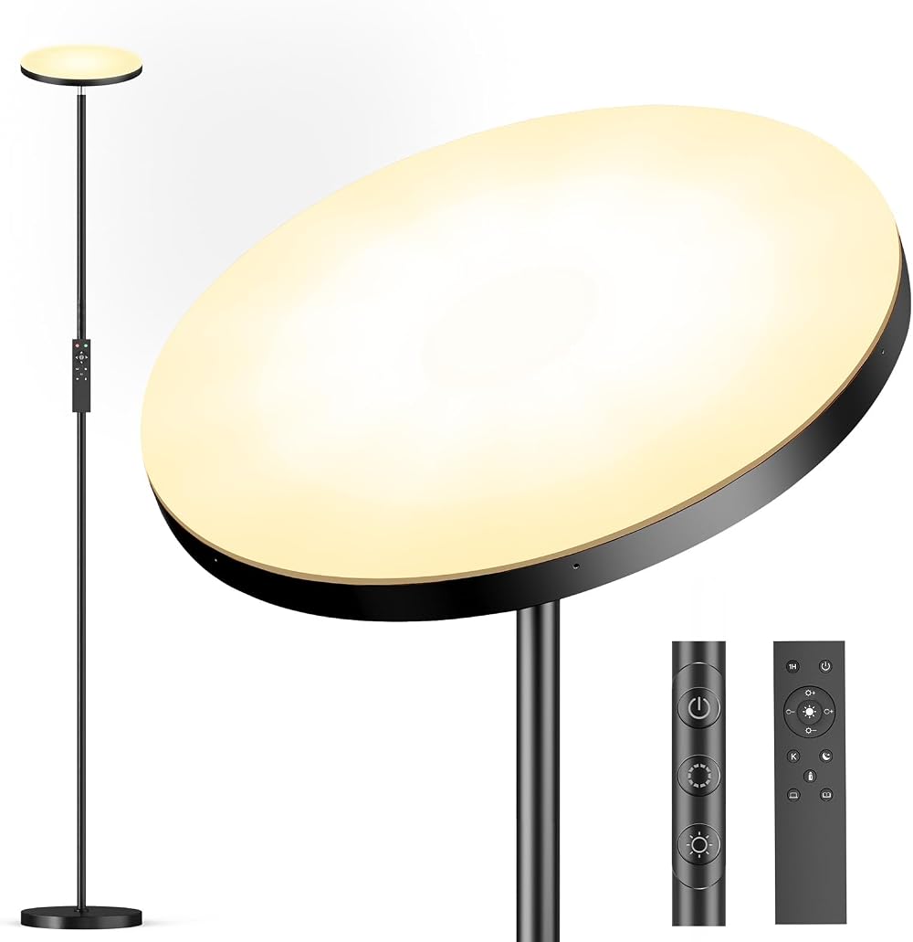 LUCKEA LED Uplighter Floor Lamp 2700K-6500K Remote Touch 36W 2800lm