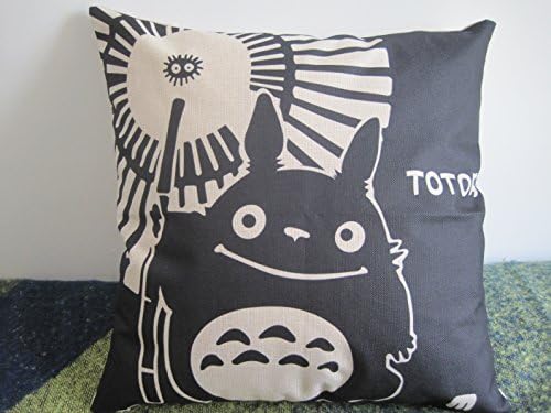 Totoro Black Umbrella Home Decor Design Throw Pillow Cover Pillow Case 18 x 25 Inch Cotton Linen For Sofa