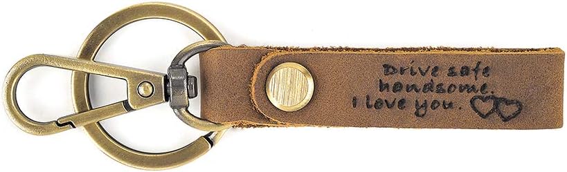FY Drive Safe Keychain Leather Keychain Drive Safe i Love You Gift for Dad Husband Boyfriend Trucker (2)