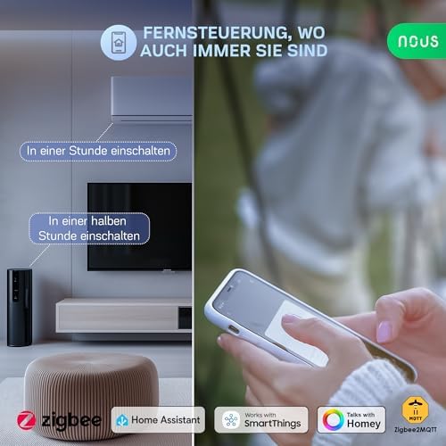 A7Z ZigBee Smart Steckdose mit Energieüberwachung, 16A, App- & Sprachsteuerung, Zeitplan & Timer, Kompatibel mit Alexa, Google Home, Home Assistant, Tuya, ZigBee-Hub Erforderlich, 3 Pack