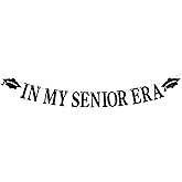 In My Senior Era Banner, Congrats Grad/So Proud of You, Class of 2026 High School/College Graduation Party Decorations Supplies, Black Glitter
