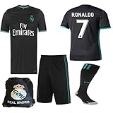 Real Madrid NB Ronaldo Bale Benzema Ramos 2017 2018 17 18 Kid Youth Replica Away Jersey Kit : Shirt, Short, Socks, Bag