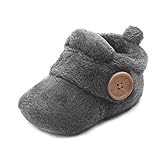 Lidiano Unisex Baby Infant Toddler Slip On Fleece Booties Bootie (3 M US Infant, Grey)