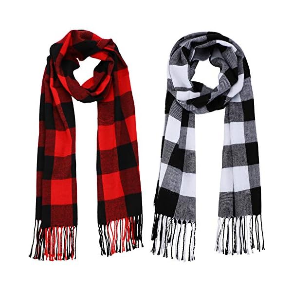 2 Pieces Warm Tartan Plaid Checked Women Winter Scarf and Wraps Unisex