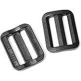 CooBigo 12 Pack Plastic Buckles for Straps 2 Inch Tri-Glide Slide, Plastic Slide Clip Heavy Duty Adjustable Webbing