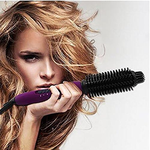 2 In 1 Ionic Brush Hair Straightener Comb Irons With LCD Display Thermoregulator Electric Straight Curl Iron,Purple