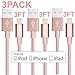 GOOLEEN 5825840 3-Feet Nylon Braided 8pin USB Lightning Cable for Apple iPhone SE, 6, 6s, 6s Plus, 6 Plus, 5, 5c, 5s, iPad Mini, Mini2, 5, iPod 7 - Rose Gold, 3 Pack