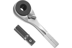 Mini Ratchet Wrench, 1/4" Hex Double Headed 72-Tooth Ratcheting Wrench, Right Angle & Stubby Low Profile Offset Screwdriver, 