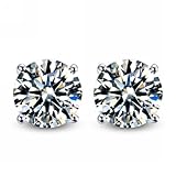 Body Fashion Surgical Steel Choice of 7 Sizes Round Solitaire Sparkling Clear Crystal Diamond Unisex Mens Stud Earrings