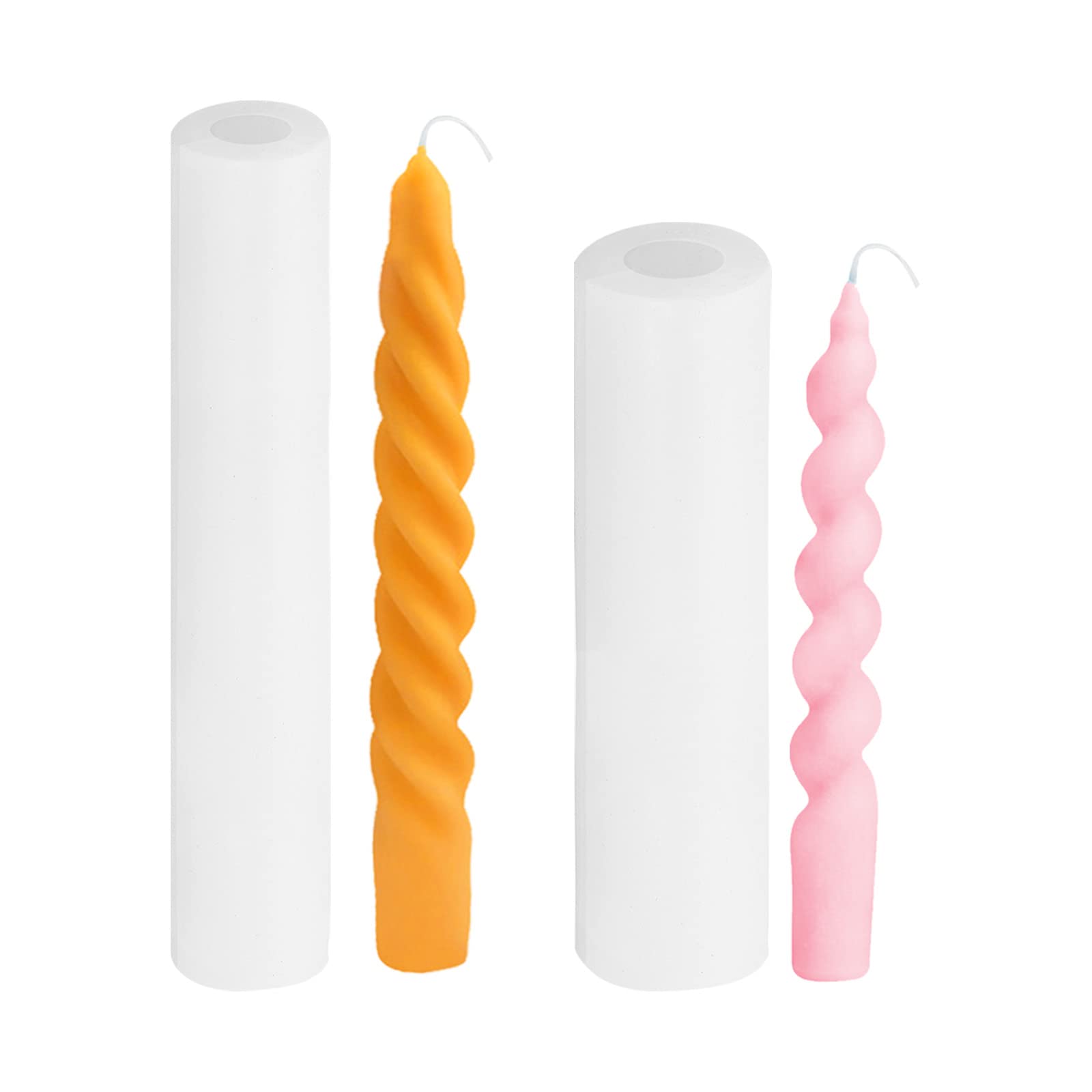 PATIKIL 2Pack 3D Taper Candle Making Mold, Spiral Taper Candle Mold Long Twisted Silicone Candle Mold for Wax Soap Craft Plaster Resin Making Home Decor