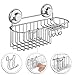 HASKO Suction Cup Shower Caddy Basket for Shampoo, Shower Suction Shelf Organizer, Basket with Soap Holder and Hooks, Stainless Steel Shampoo Holder for Bathroom Storage (Chrome)