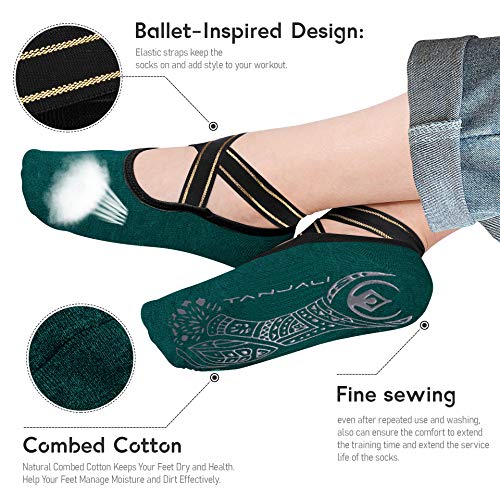 TANJALI Yoga Socks with Grips for Women Size 5.5-11, Grip& Non-Slip Yoga Socks for Workout, Dance, Pilates, Ballet and Barre