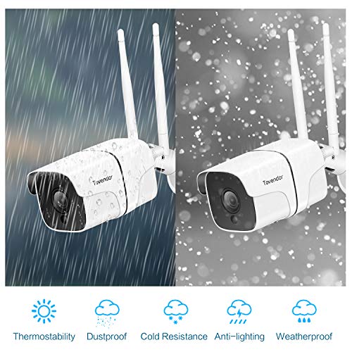 Tovendor Outdoor Security Camera, 1080P WiFi Bullet Cam, CCTV Surveillance System, IP66 Waterproof IP Camera with Two-Way Audio, Night Vision and Cloud Storage, Compatible with iOS/Android/Web