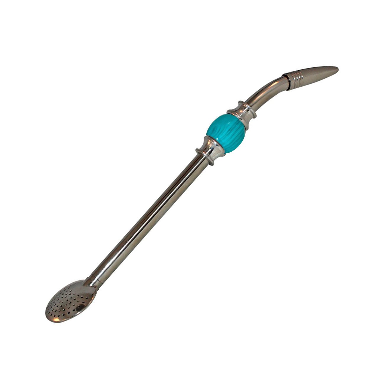 RECHERE Stainless Steel Yerba Mate Tea Bombilla Gourd Drinking Straw Filter Silver (Blue)