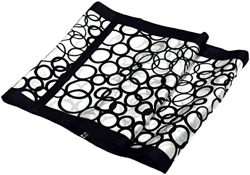 Black White Circle Abstract Printed Double Layer Long Pure Silk Scarf