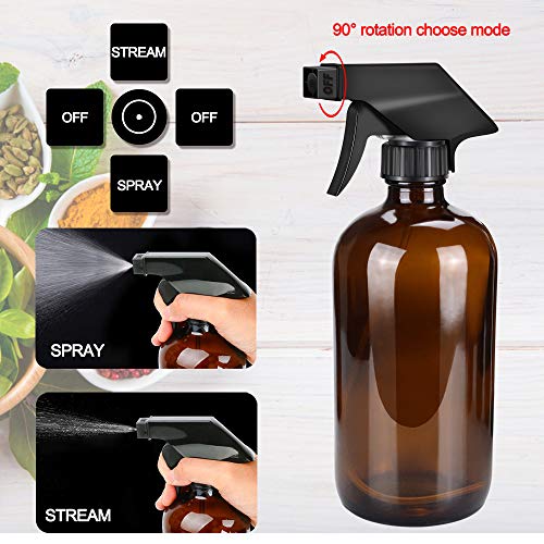 Glass Spray Bottle Set, Wedama Amber 6 10 ml Essential Oil Roller Bottles Kits with 10 Empty Glass Spray Bottle (16/4/2oz) & Accessories for Aromatherapy Facial hydration Watering Flowers Hair Care