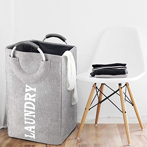 Laundry Basket, Laundry Hamper Bag with Handles, Collapsible Clothes Hamper Basket Foldable for Washing Large Storage, Space-Saving Soft Grip, Stand on own, Gray - Thumbnail 6