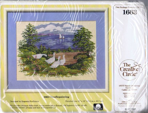 1663 Needlepainting Geese On The Lake by The Creative Circle