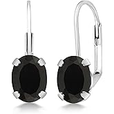 Gem Stone King 8X6MM Oval Drop Dangle Earrings for Women | 925 Sterling Silver | Genuine Gemstone Birthstone Leverback Earrings | Fine Jewelry Gifts for Her Mom Women Wife