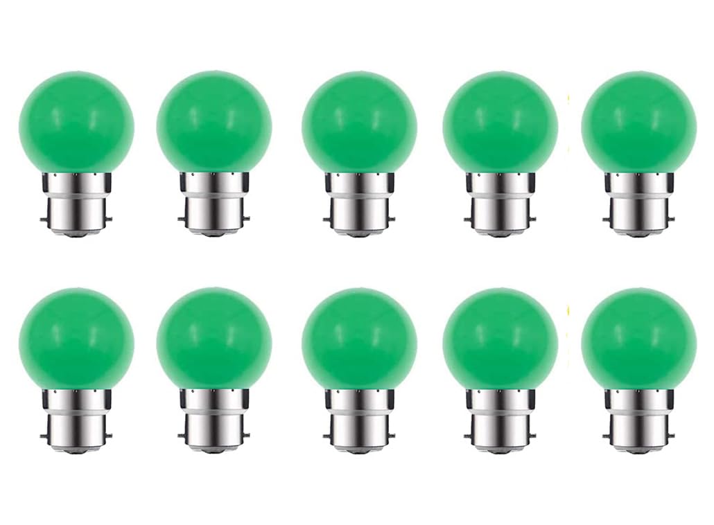 ZFQ 10 Pack B22 Bayonet Colored LED Light Bulbs 2W G45 Golf Ball Mini Globe Bulb Lighting Bulbs,Green for Outdoor Indoor String Patio Garden Party Christmas, Tree, Fairy Party Night Lights
