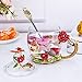 Tea Cups Coffee Mug with Lid Spoon for Women Girls, Lead Free Durable Handmade Rose Flower Glass Mug Cups