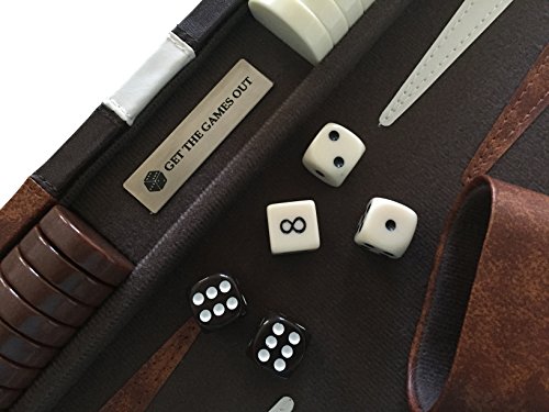 Top Backgammon Set - Classic Board Game Case - Best Strategy & Tip Guide - Available in Small, Medium and Large Sizes By Get the Games Out (Brown, Medium)