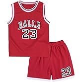 GLIGLITTR Toddler Kid Basketball Jersey Outfit Baby Boy Girl Letters Tank Top + Track Shorts Sets Boy Summer Clothes