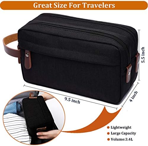 Mens Toiletry Bag Dopp Kit Travel Bathroom Bag Waterproof Shaving Shower Cosmetic Organizer (Black) 3 Mens Toiletry Bag Dopp Kit Travel Bathroom Bag Waterproof Shaving Shower Cosmetic Organizer (Black)